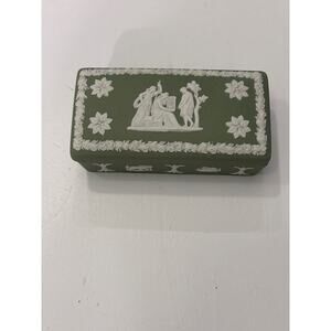 Wedgwood England Jasperware Trinket Box Sage Green Rectangular Neoclassical